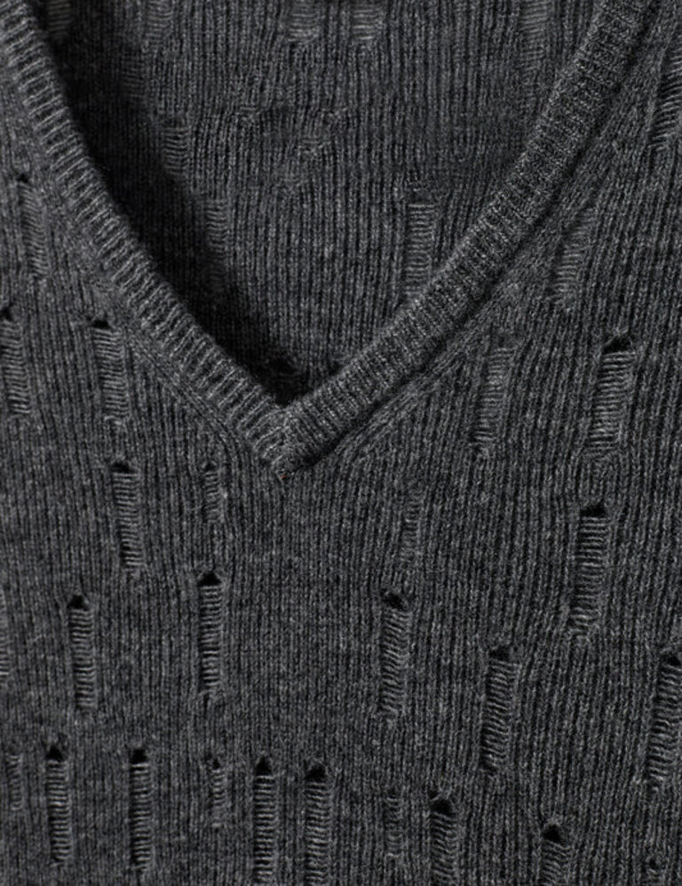 The Garment Como Mini V Sweater - Grey Melange