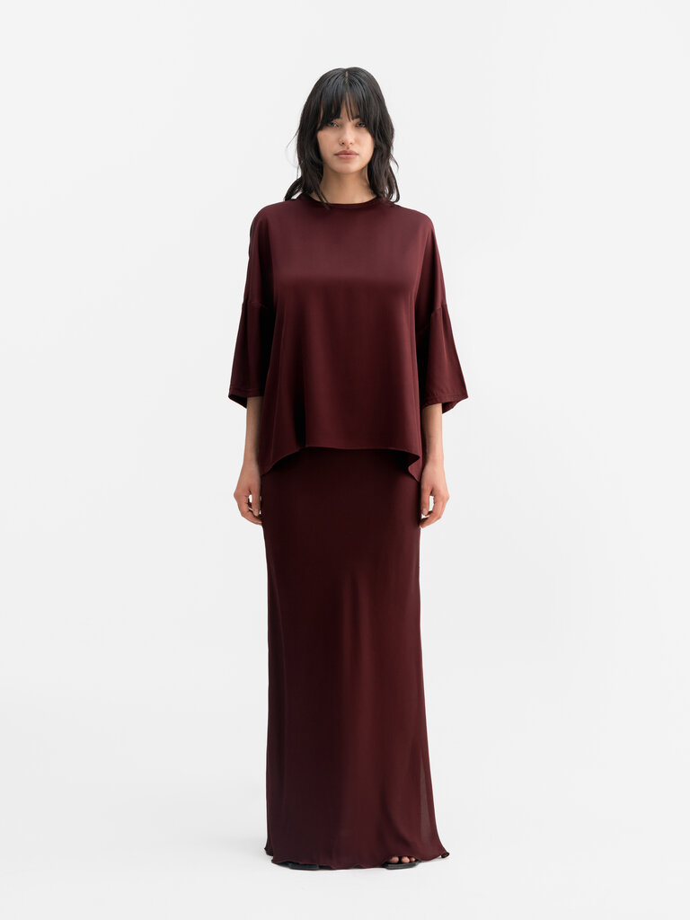 Ahlvar Gallery Thess Silk Tee - Burgundy