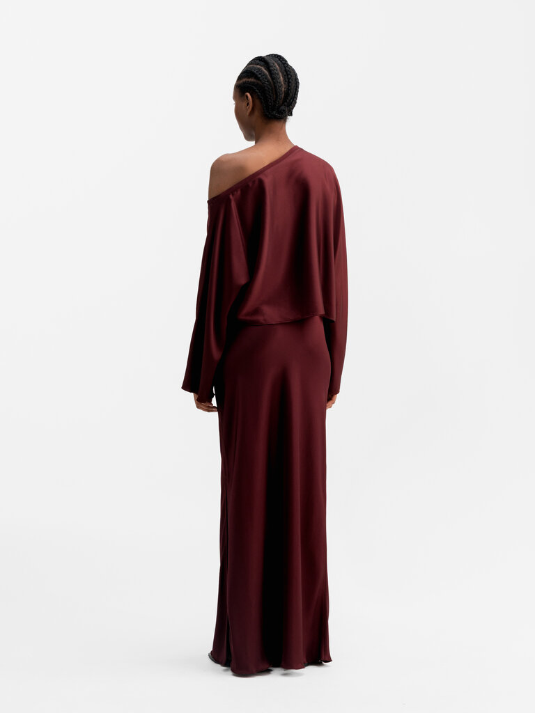 Ahlvar Gallery Alma Satin Blouse - Burgundy