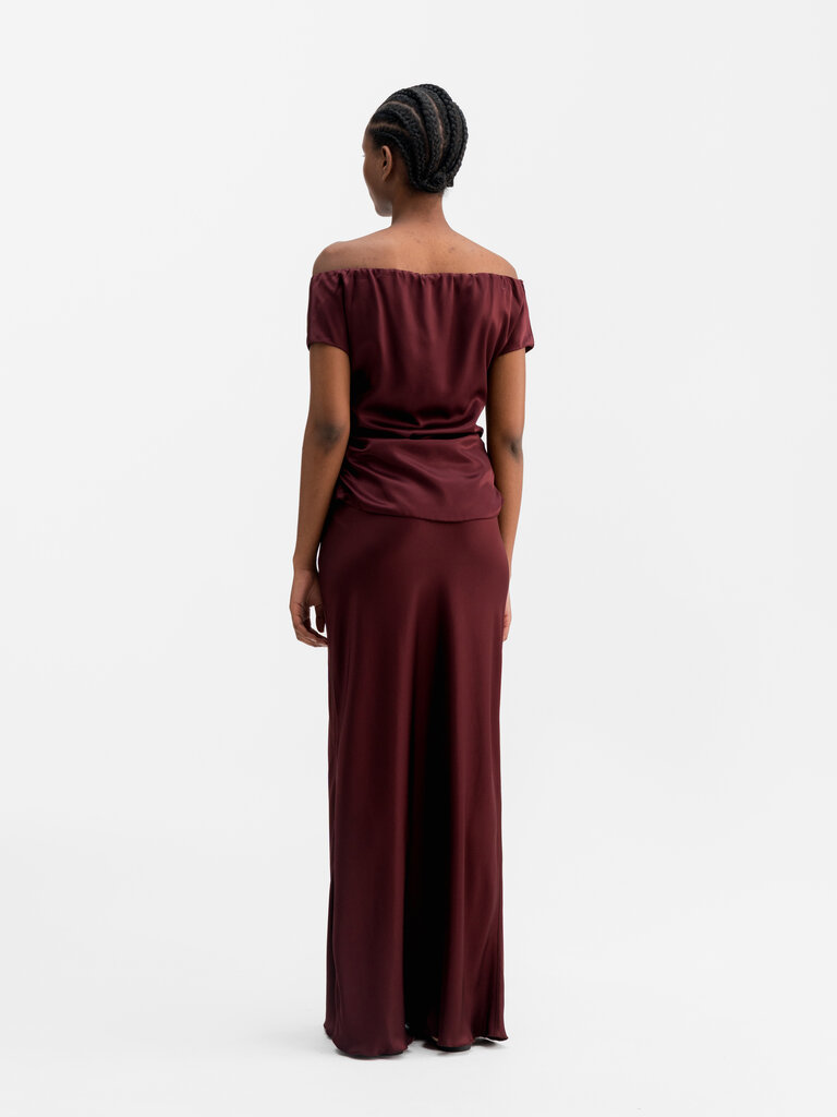Ahlvar Gallery Nola Satin Top - Burgundy