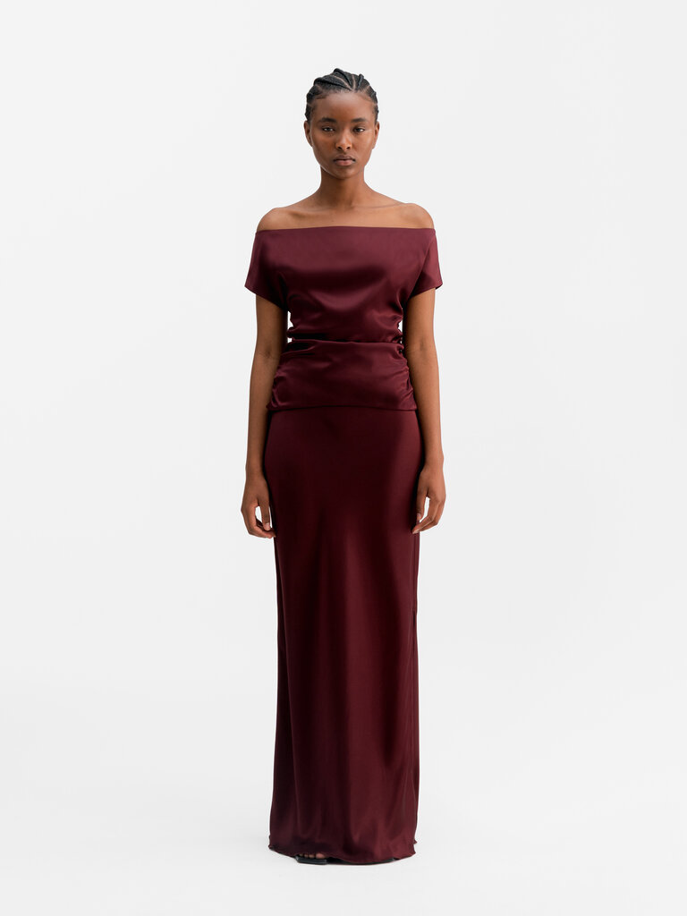 Ahlvar Gallery Nola Satin Top - Burgundy