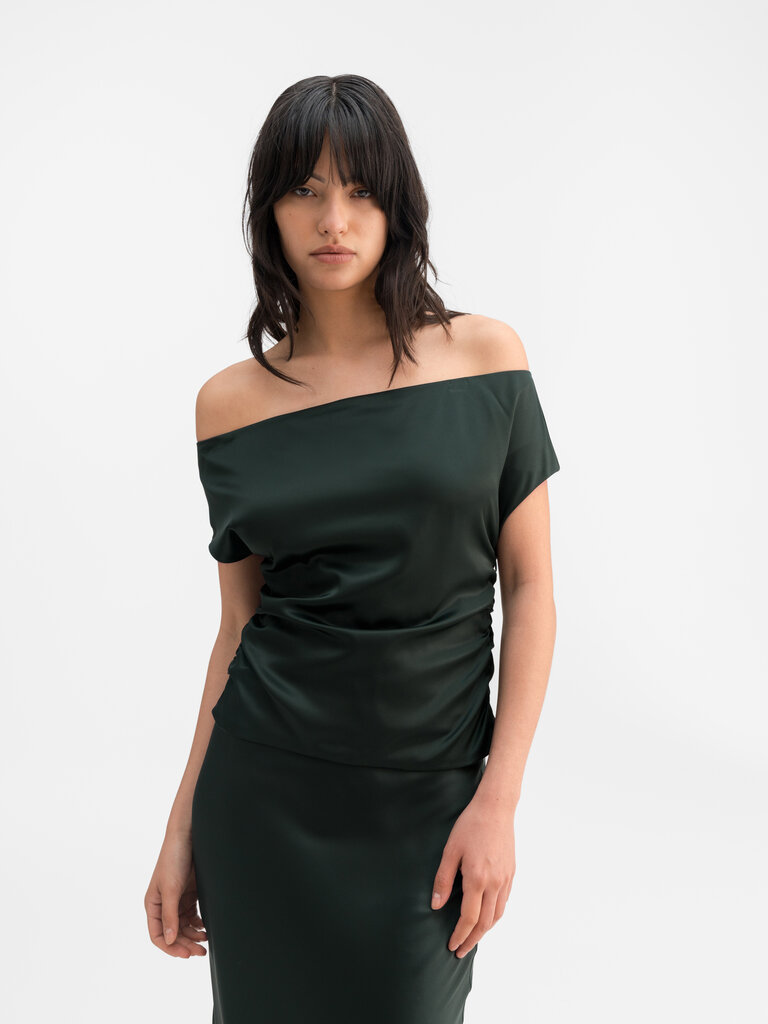 Ahlvar Gallery Nola Satin Top - Deep Forest