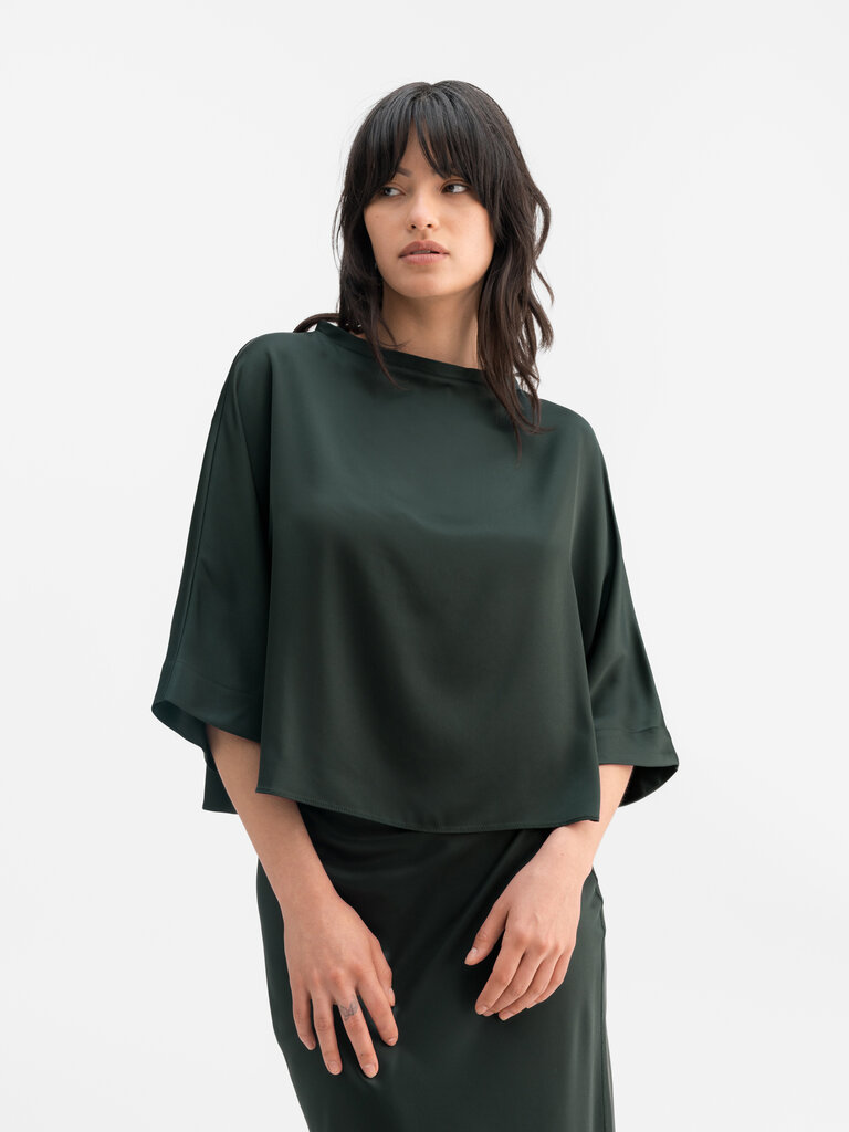 Ahlvar Gallery Thea Satin Tee - Deep Forest