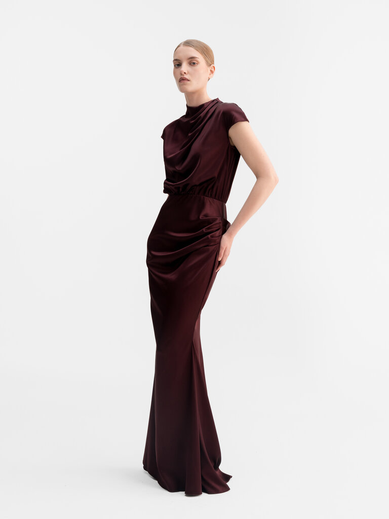Ahlvar Gallery Myra Satin Dress - Burgundy