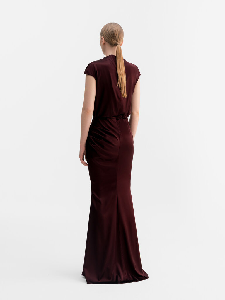 Ahlvar Gallery Myra Satin Dress - Burgundy