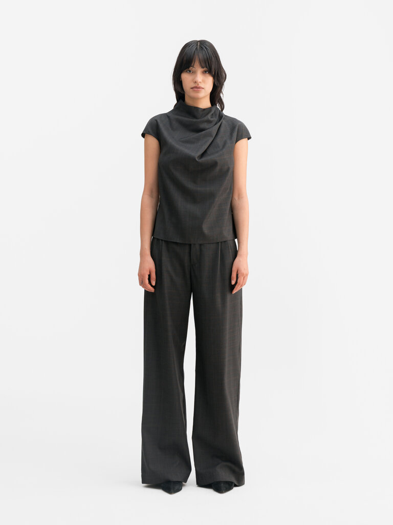 Ahlvar Gallery Lima Check Top - Dark Grey