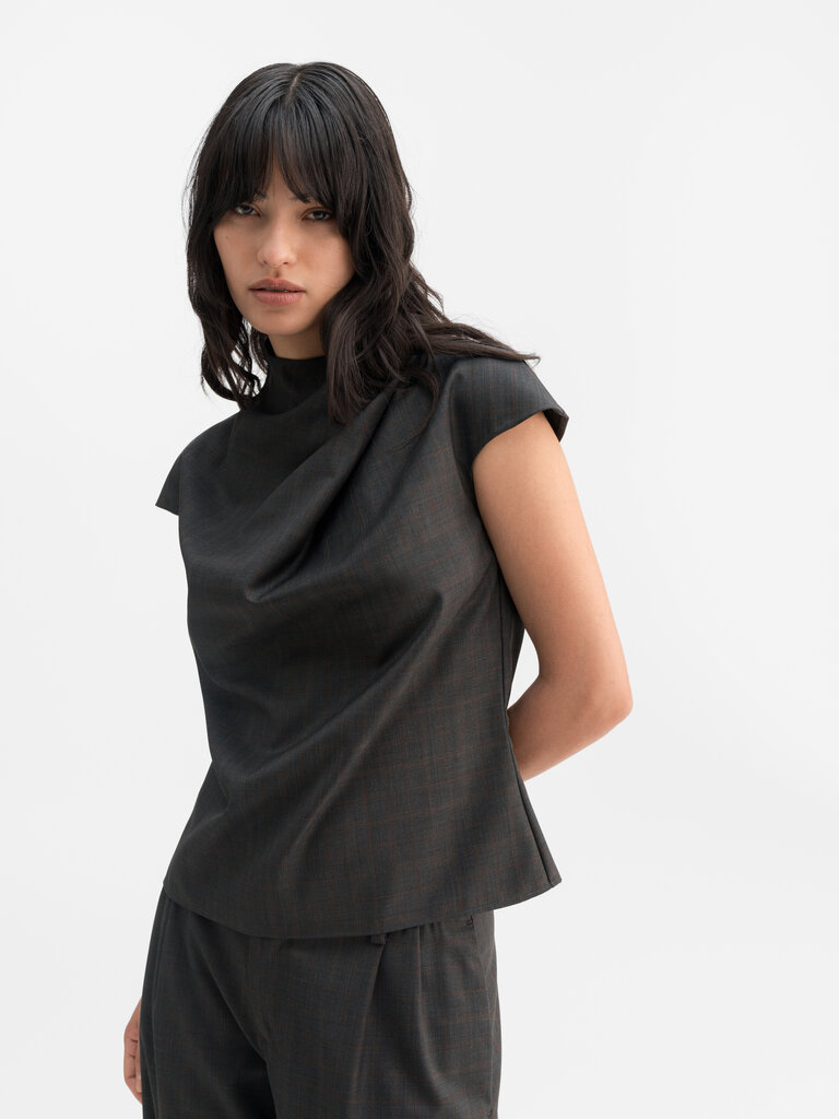 Ahlvar Gallery Lima Check Top - Dark Grey