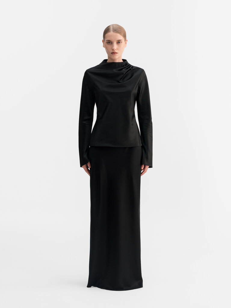 Ahlvar Gallery Nika Satin Blouse - Black