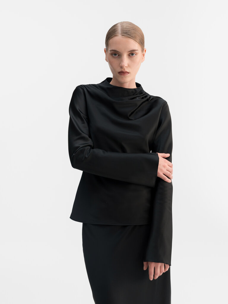 Ahlvar Gallery Nika Satin Blouse - Black