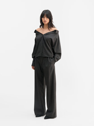 Ahlvar Gallery Mel Check Trousers - Dark Grey