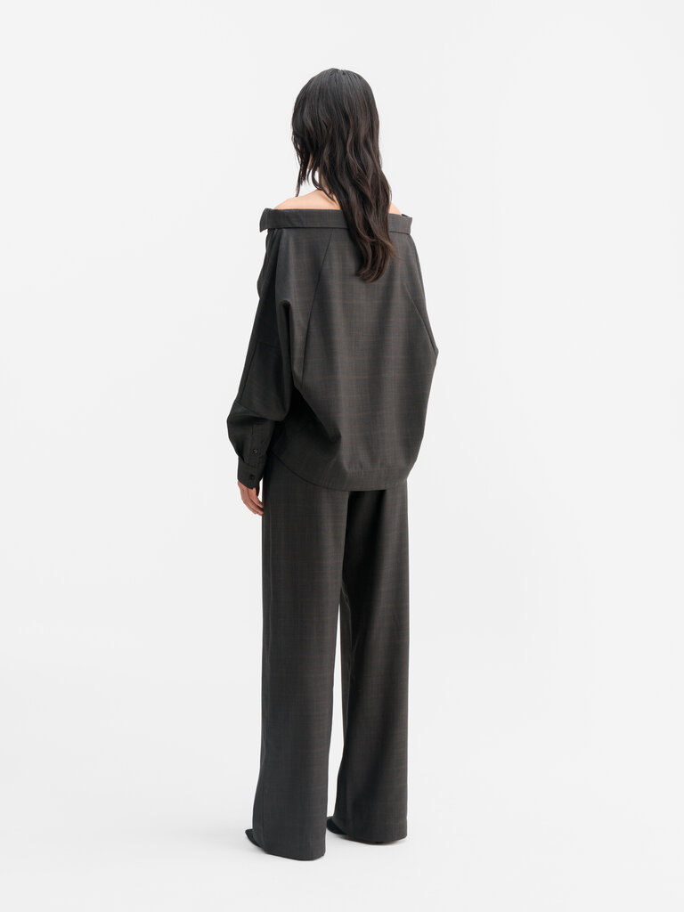 Ahlvar Gallery Mel Check Trousers - Dark Grey