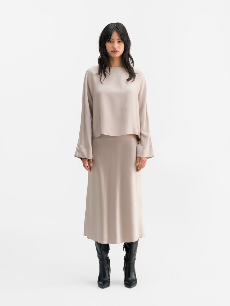 Ahlvar Gallery Nina Silk Blouse - Greige