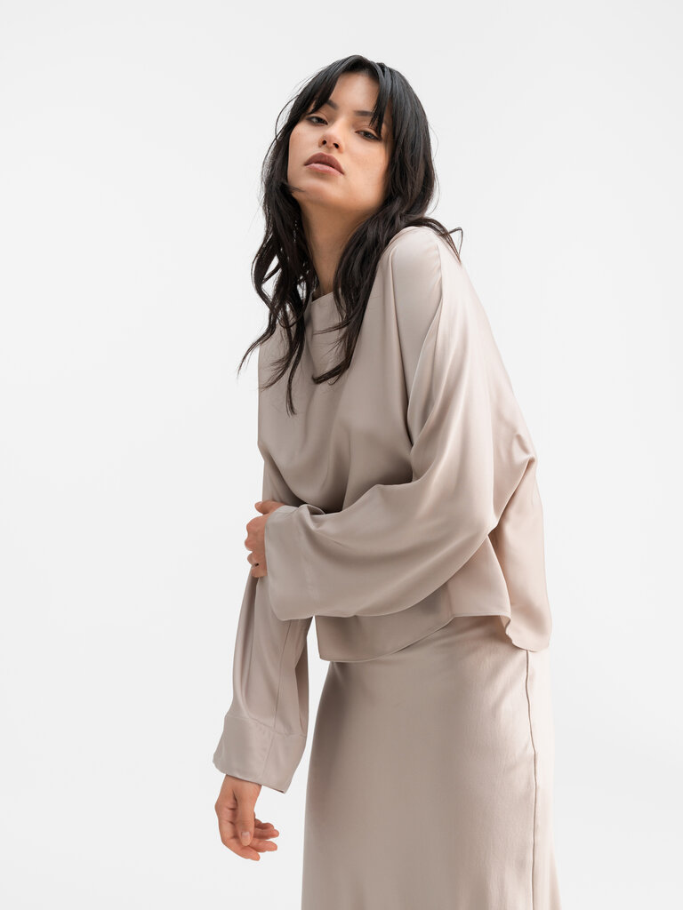Ahlvar Gallery Nina Silk Blouse - Greige