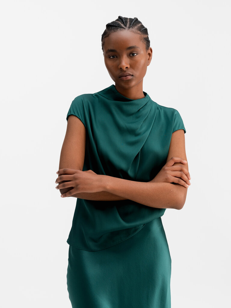 Ahlvar Gallery Lima Silk Top - Dark Emerald