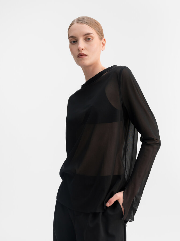 Ahlvar Gallery Lola See Trough Silk Blouse - Black