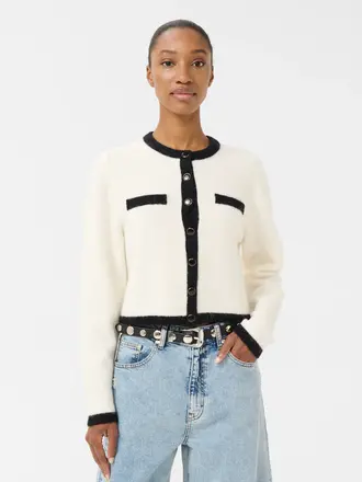 Gestuz Alpha contrast cardigan - Ivory/ black