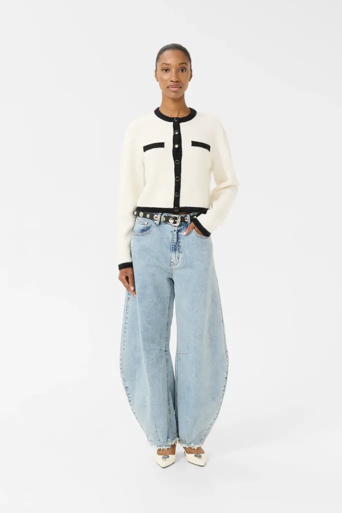 Gestuz Alpha contrast cardigan - Ivory/ black