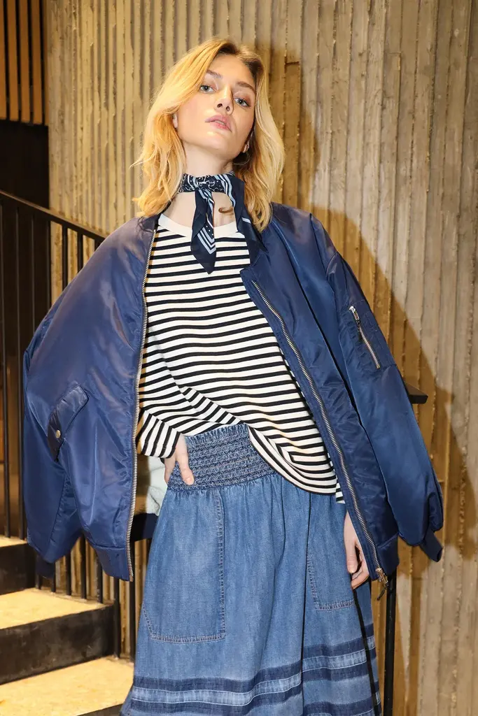 Lolly's Laundry Lila Bomber Jacket - Dark Navy