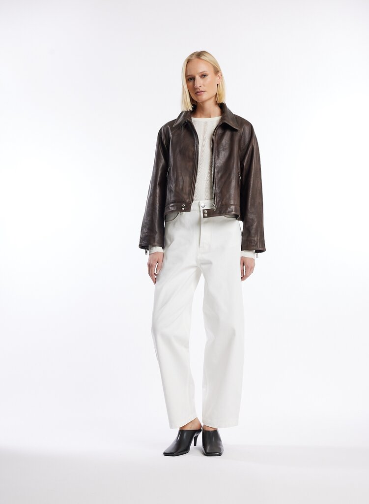 ONE and OTHER Triana Leather Jacket - Brown Vintage
