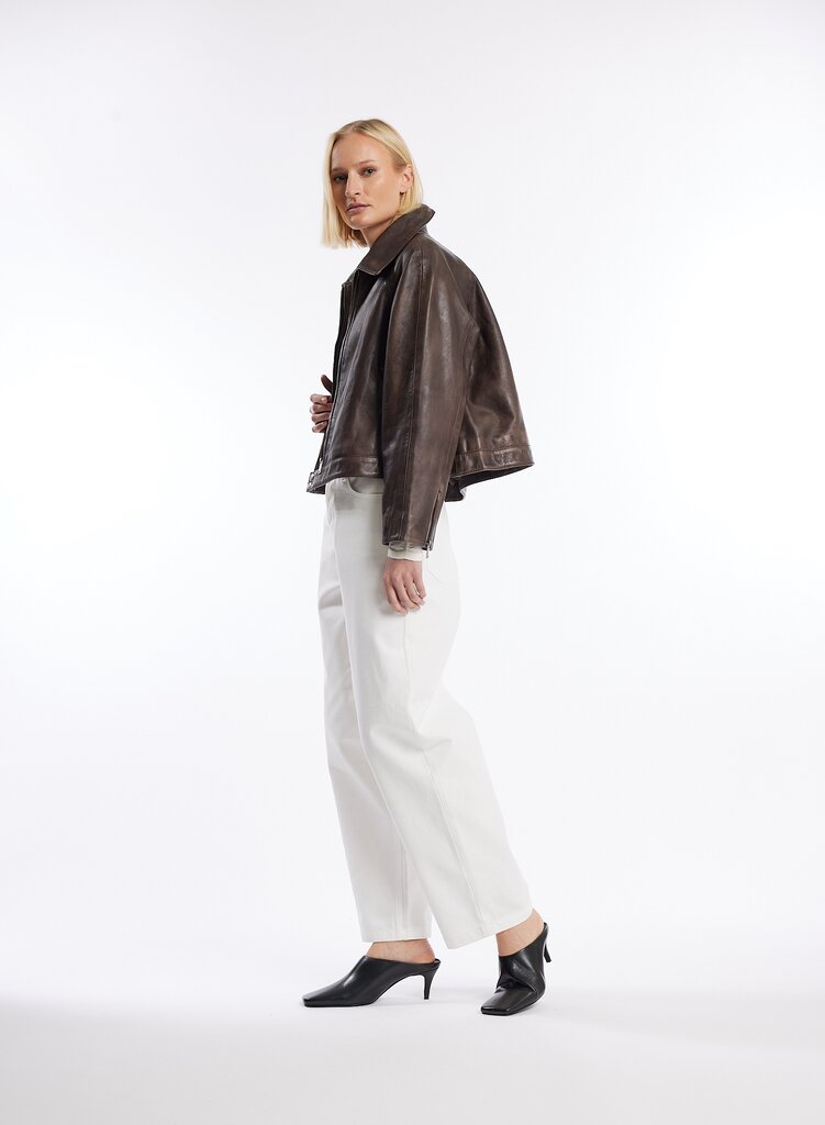 ONE and OTHER Triana Leather Jacket - Brown Vintage