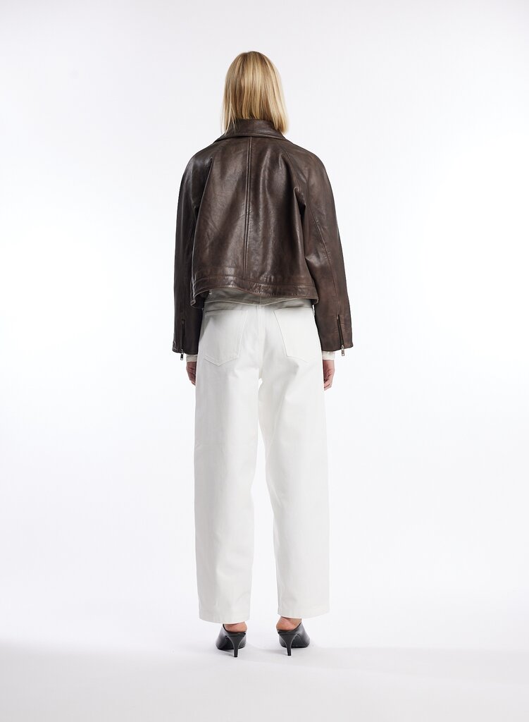 ONE and OTHER Triana Leather Jacket - Brown Vintage