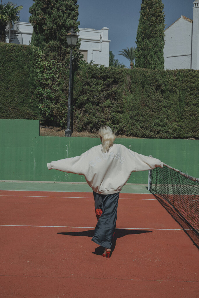 Cou Cou Collection Joseph Sweater - Ecru/Ecru Letters