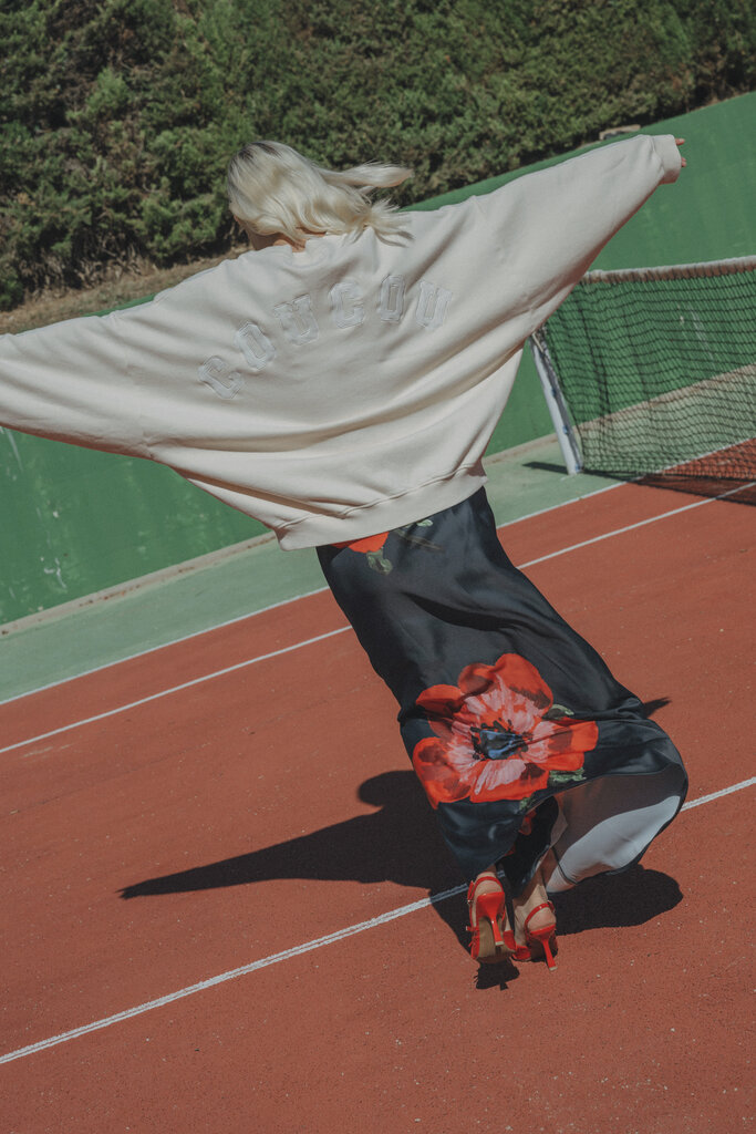 Cou Cou Collection Joseph Sweater - Ecru/Ecru Letters