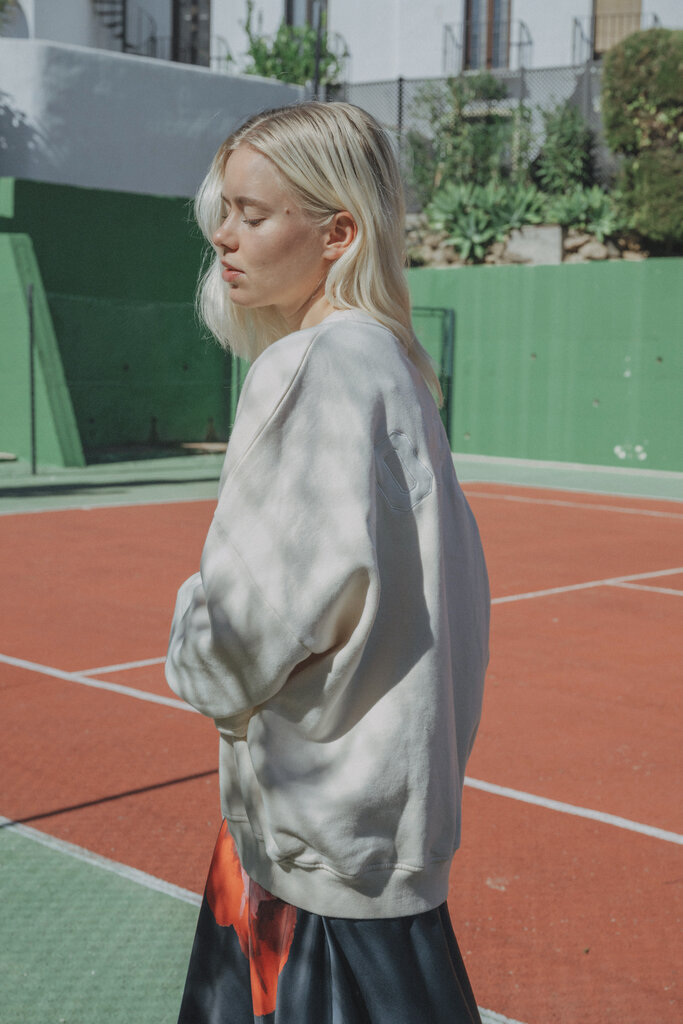 Cou Cou Collection Joseph Sweater - Ecru/Ecru Letters