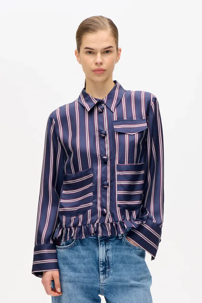 Baum und Pferdgarten Milune Blouse - Navy Plum Stripe