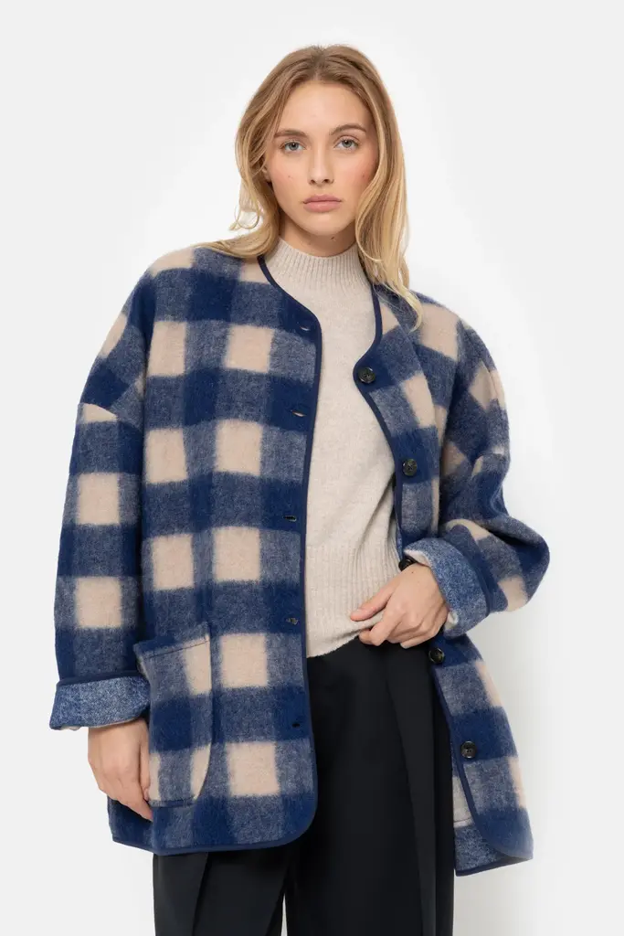 Âme Antwerp Hannah Wool Jacket - Blue Checked
