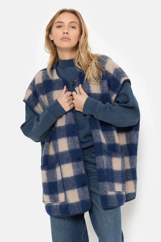 Âme Antwerp Ines Wool Jacket - Blue Checked