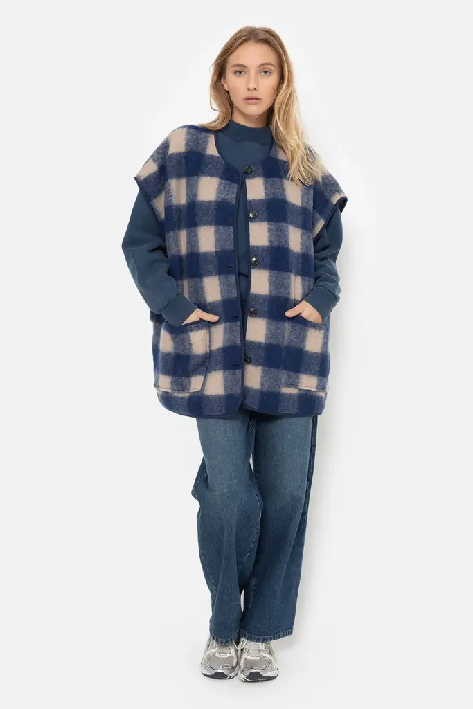 Âme Antwerp Ines Wool Jacket - Blue Checked