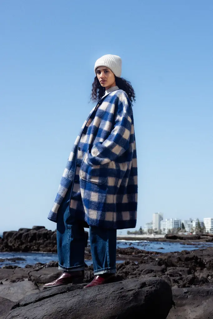 Âme Antwerp Mahaut Wool Jacket - Blue Checked