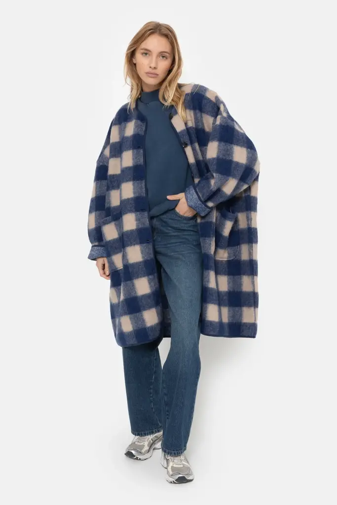 Âme Antwerp Mahaut Wool Jacket - Blue Checked