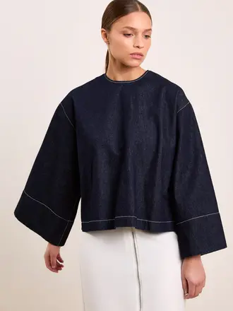 Studio Clique Willow Denim Top - Dark Blue