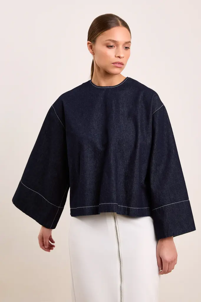 Studio Clique Willow Denim Top - Dark Blue