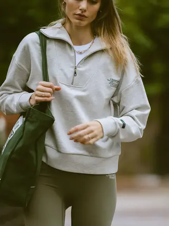 Mercer The Mercer Quarter Zip - Light Grey Melange