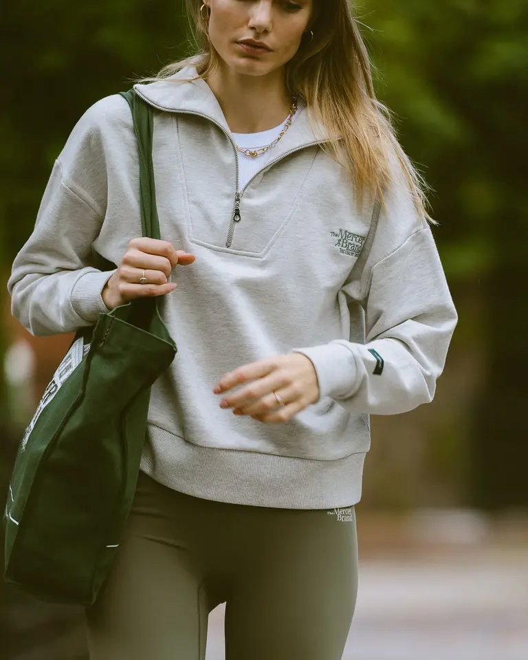 Mercer The Mercer Quarter Zip - Light Grey Melange