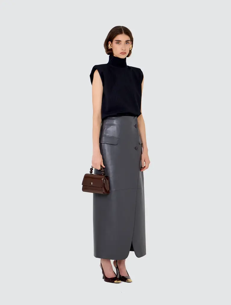 Enamoure Devon Patent Bag - Midnight Brown