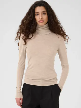 Gestuz Ninia wool roundneck - Sand melange