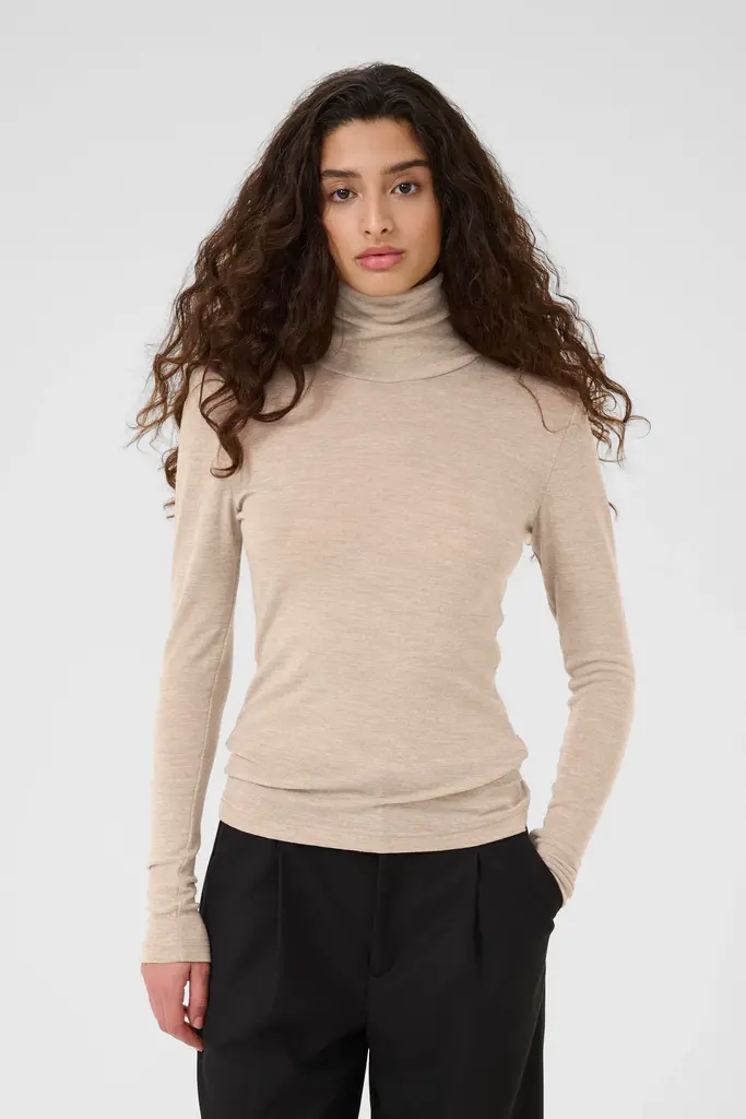 Gestuz Ninia wool roundneck - Sand melange
