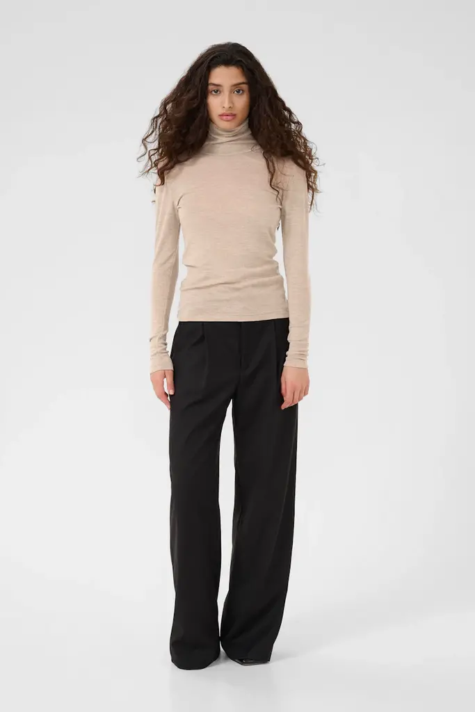 Gestuz Ninia wool roundneck - Sand melange