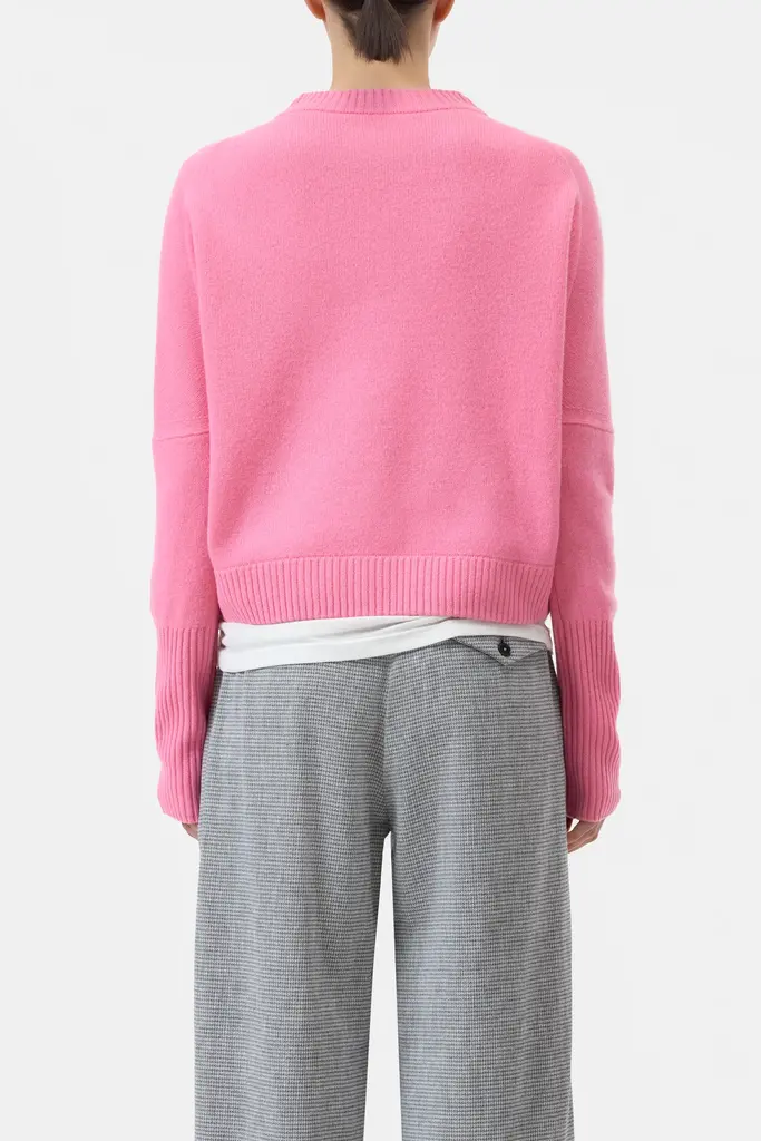 Closed Crewneck Wide Sleeve Knit - Flamingo Pink