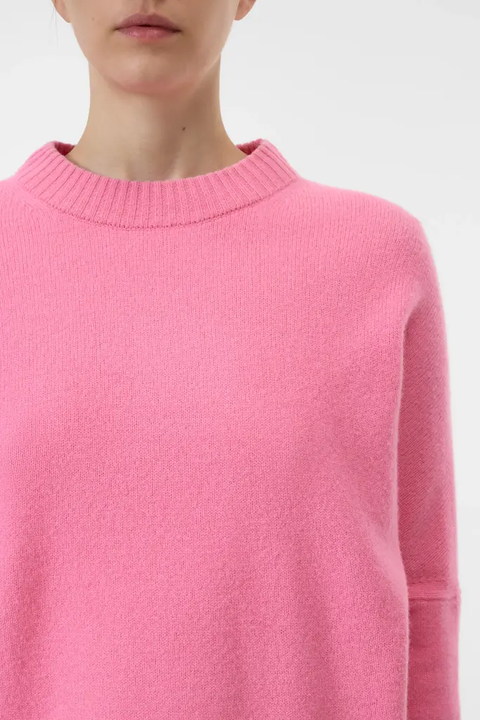 Closed Crewneck Wide Sleeve Knit - Flamingo Pink