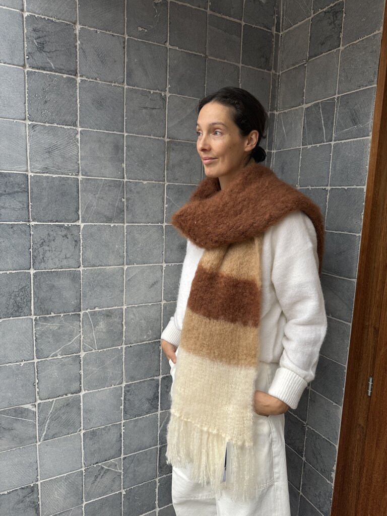 Hinterveld Striped Snuggle Scarf - Gingerbread/Iced Coffee/Shortbread