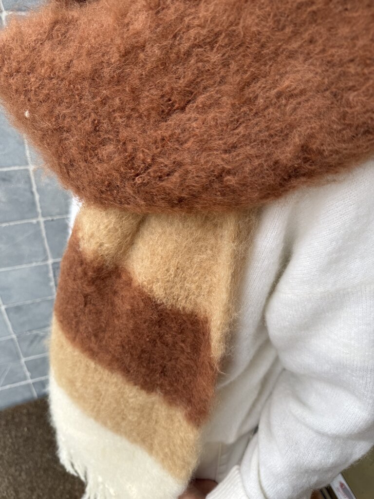 Hinterveld Striped Snuggle Scarf - Gingerbread/Iced Coffee/Shortbread