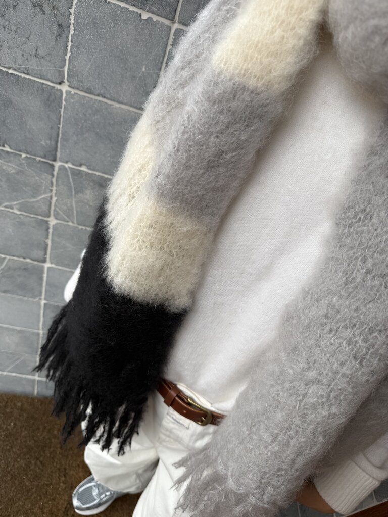 Hinterveld Striped Snuggle Scarf - LT Grey/Shortbread/Black