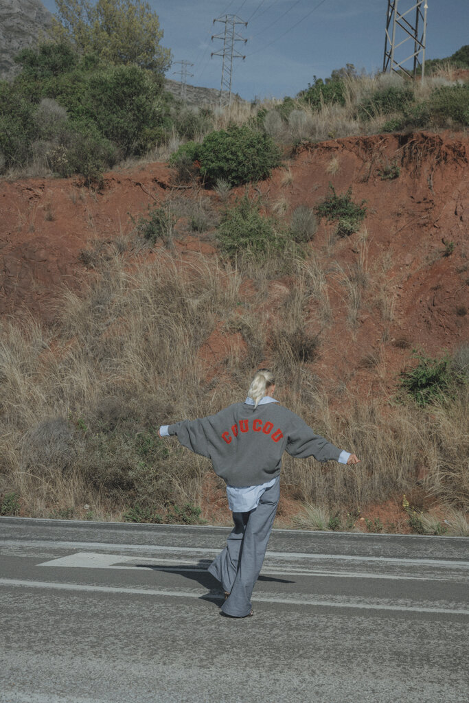 Cou Cou Collection Joseph Sweater - Dark Grey/Red Letters