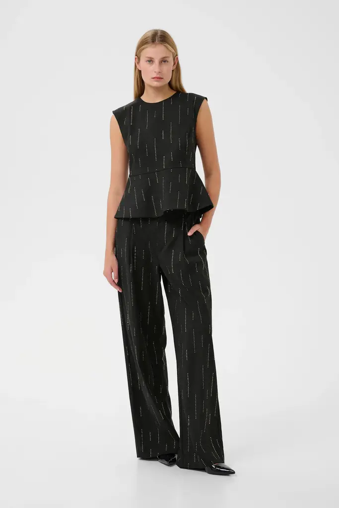 Gestuz Zadira Peplum Top - Dark Grey Melange