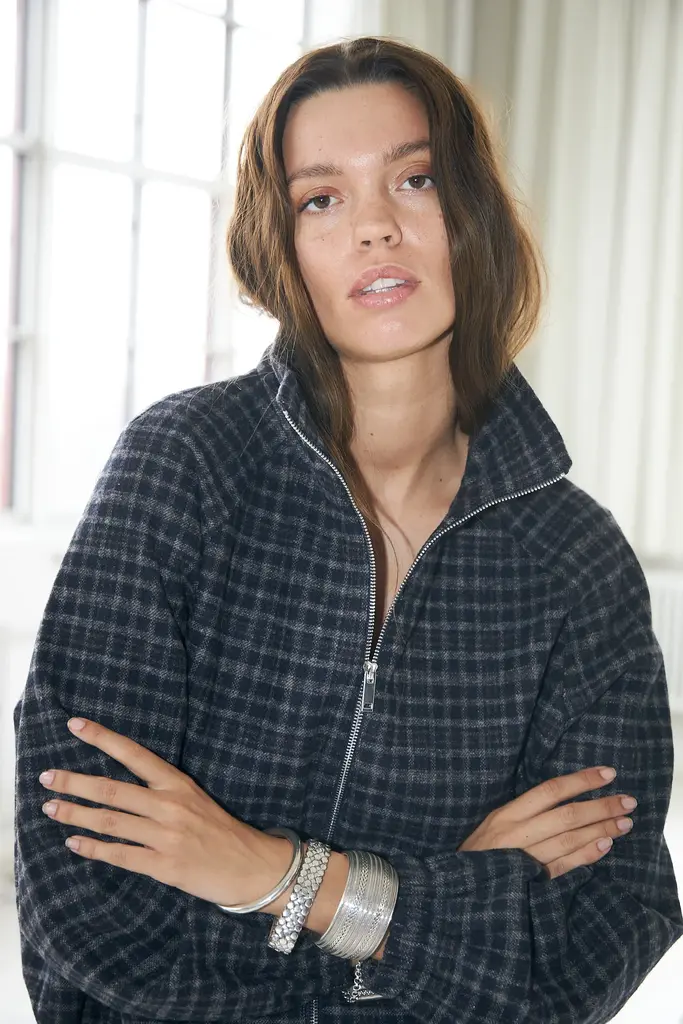 Lolly's Laundry Mae Jacket - Dark Blue Check